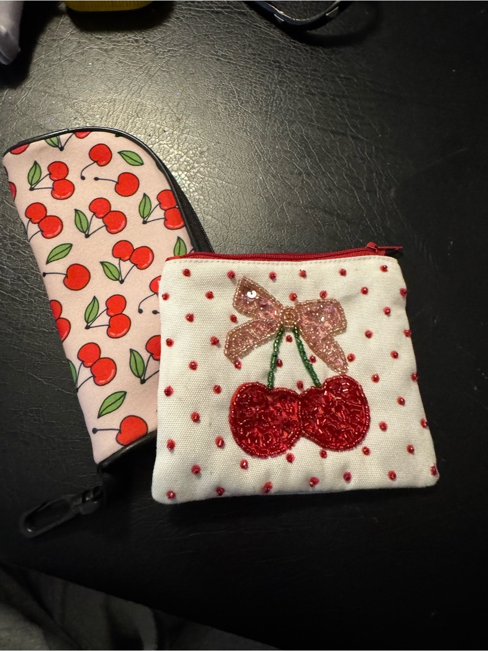 Kids Cherry Coin Purse with Bow - Pink and Red